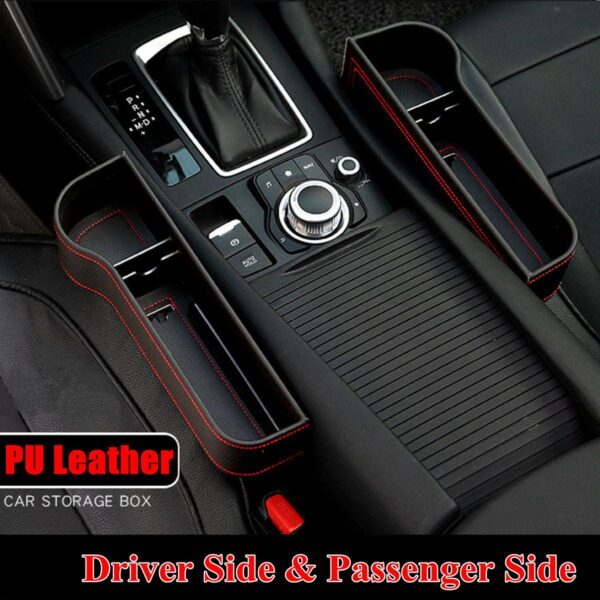 Driver & Passenger Car Seat Organisers * PAIR * Black Premium PU Leather - Image 3